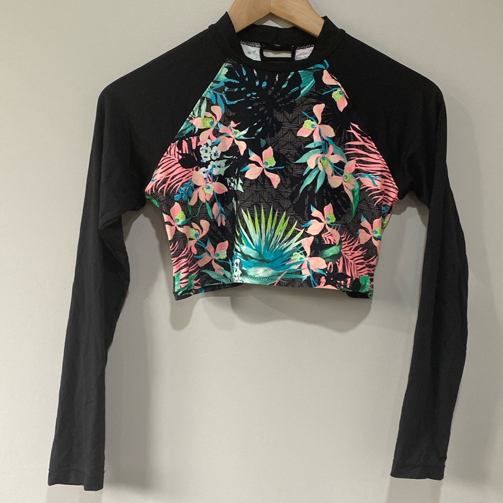 Rip Curl Black and Multicolor Long Sleeve Swim Top